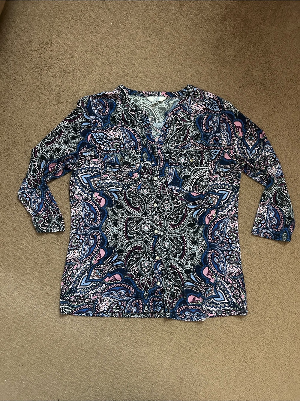 Croft&Barrow Women’s Paisley Print Dressy Top Size Small Three Quarter Sleeve